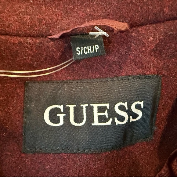Guess Double-Breasted Belted Wool burgundy-wine  Coat - Women's/size S - Picture 9 of 11